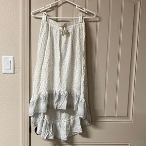 Art Class Hi-Low Pull On Elastic Waist with Tassels White Lined Skirt Size L